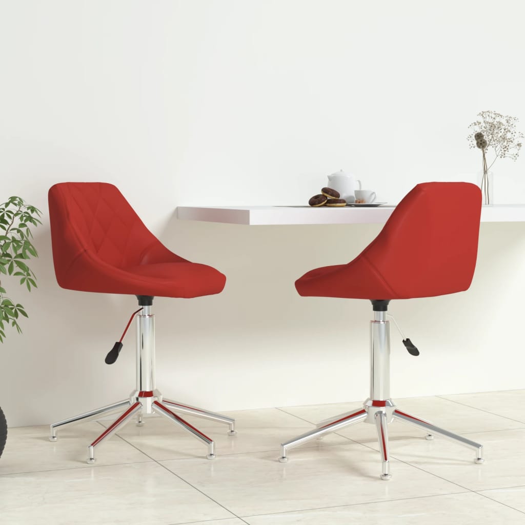 vidaXL Eetkamerstoelen draaibaar 2 st kunstleer wit
