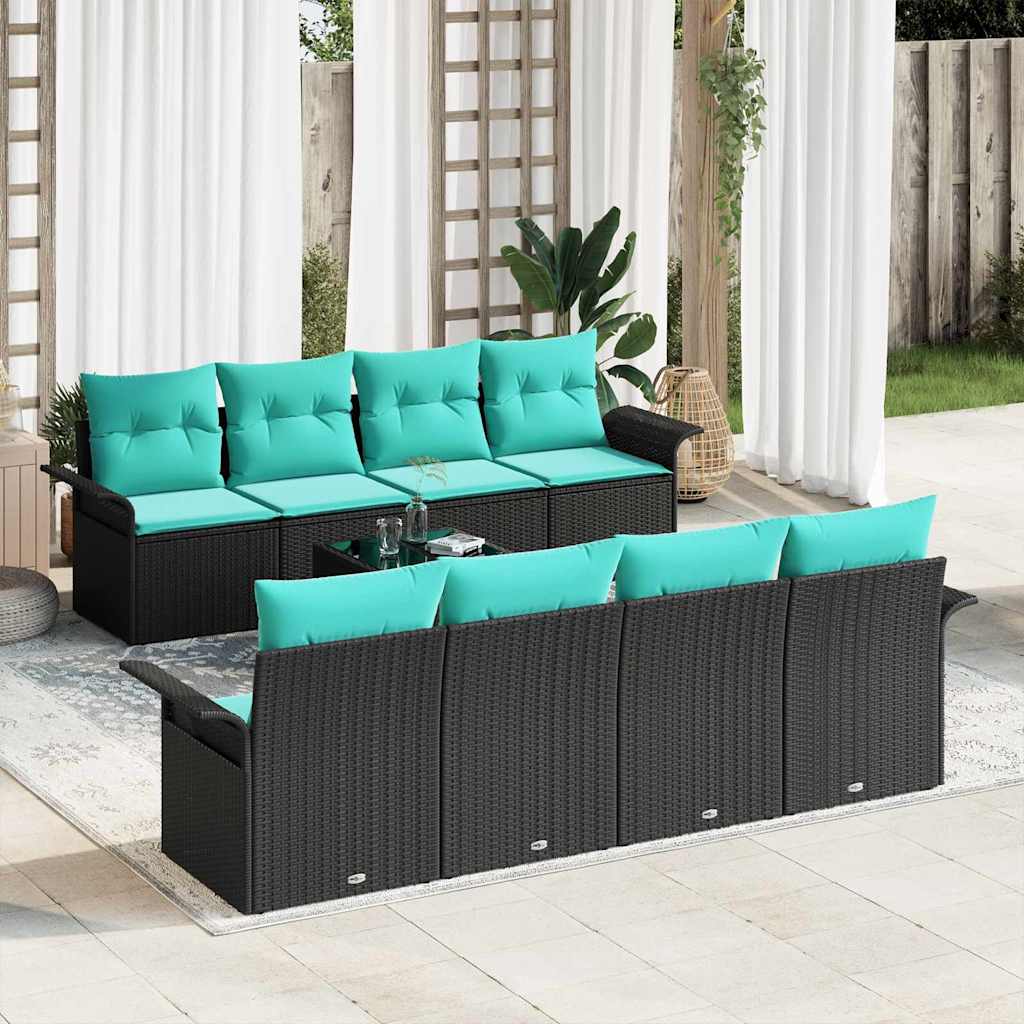 vidaXL Tuin Sofa Set met kussen 9 pcs Beige en Rood poly rattan