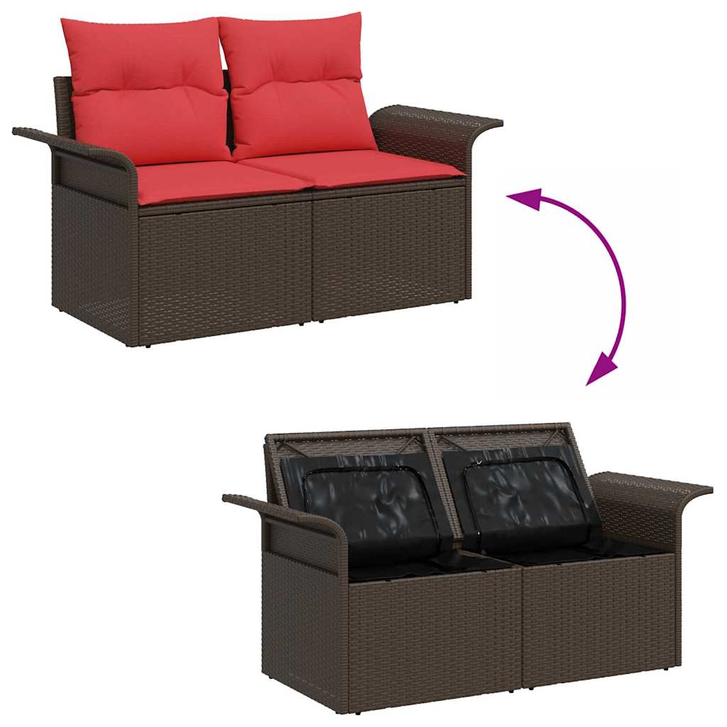 vidaXL Tuin Sofa Set met kussen met opslag 4 pcs Bruin poly rattan