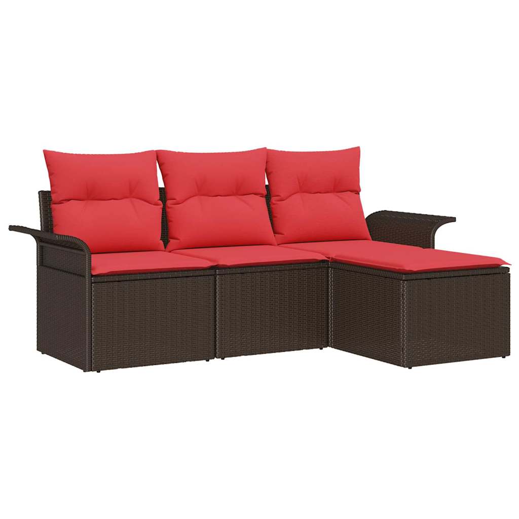 vidaXL Tuin Sofa Set met kussen met opslag 4 pcs Bruin poly rattan