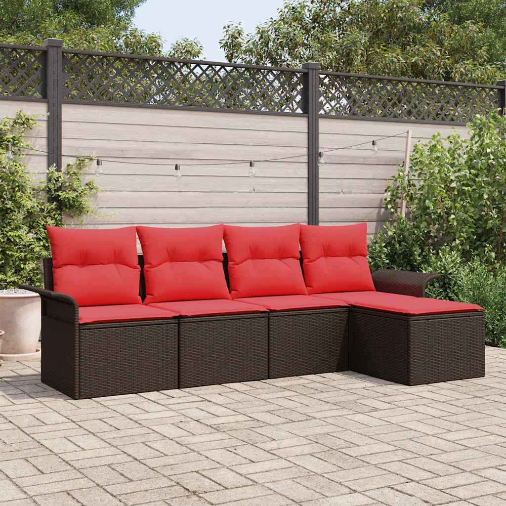 vidaXL Tuin Sofa Set met opslag 5 pcs Bruin poly rattan