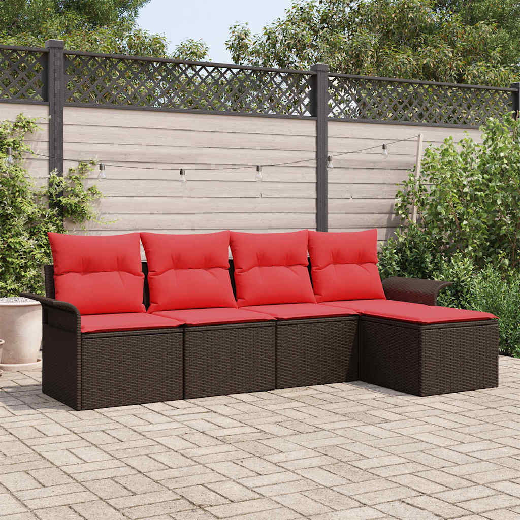 vidaXL Tuin Sofa Set met opslag 5 pcs Bruin poly rattan