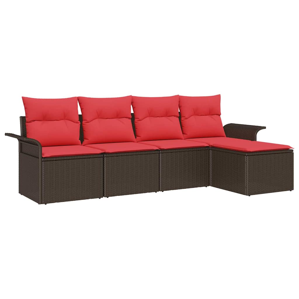 vidaXL Tuin Sofa Set met opslag 5 pcs Bruin poly rattan