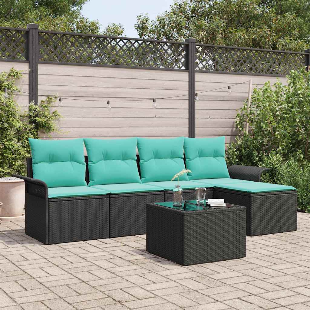 vidaXL Tuin Sofa Set met opslag 5 pcs Bruin poly rattan