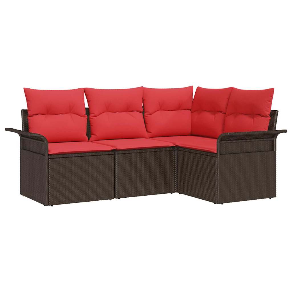 vidaXL Tuin Sofa Set met opslag 4 pcs Bruin poly rattan