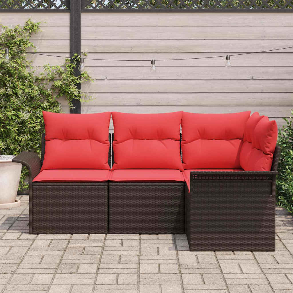 vidaXL Tuin Sofa Set met opslag 4 pcs Bruin poly rattan
