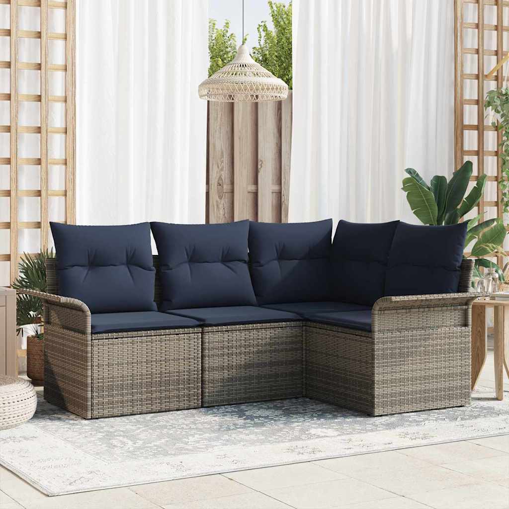 vidaXL Tuin Sofa Set met opslag 4 pcs Bruin poly rattan