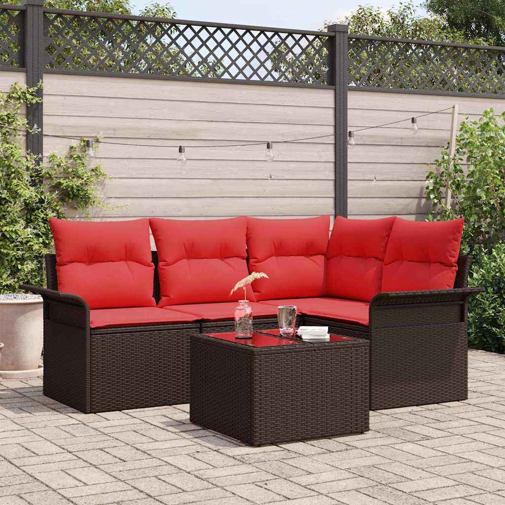 vidaXL Tuin Sofa Set met opslag 4 pcs Bruin poly rattan