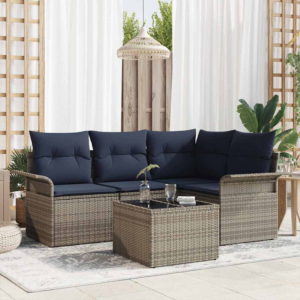 vidaXL Tuin Sofa Set met opslag 4 pcs Bruin poly rattan
