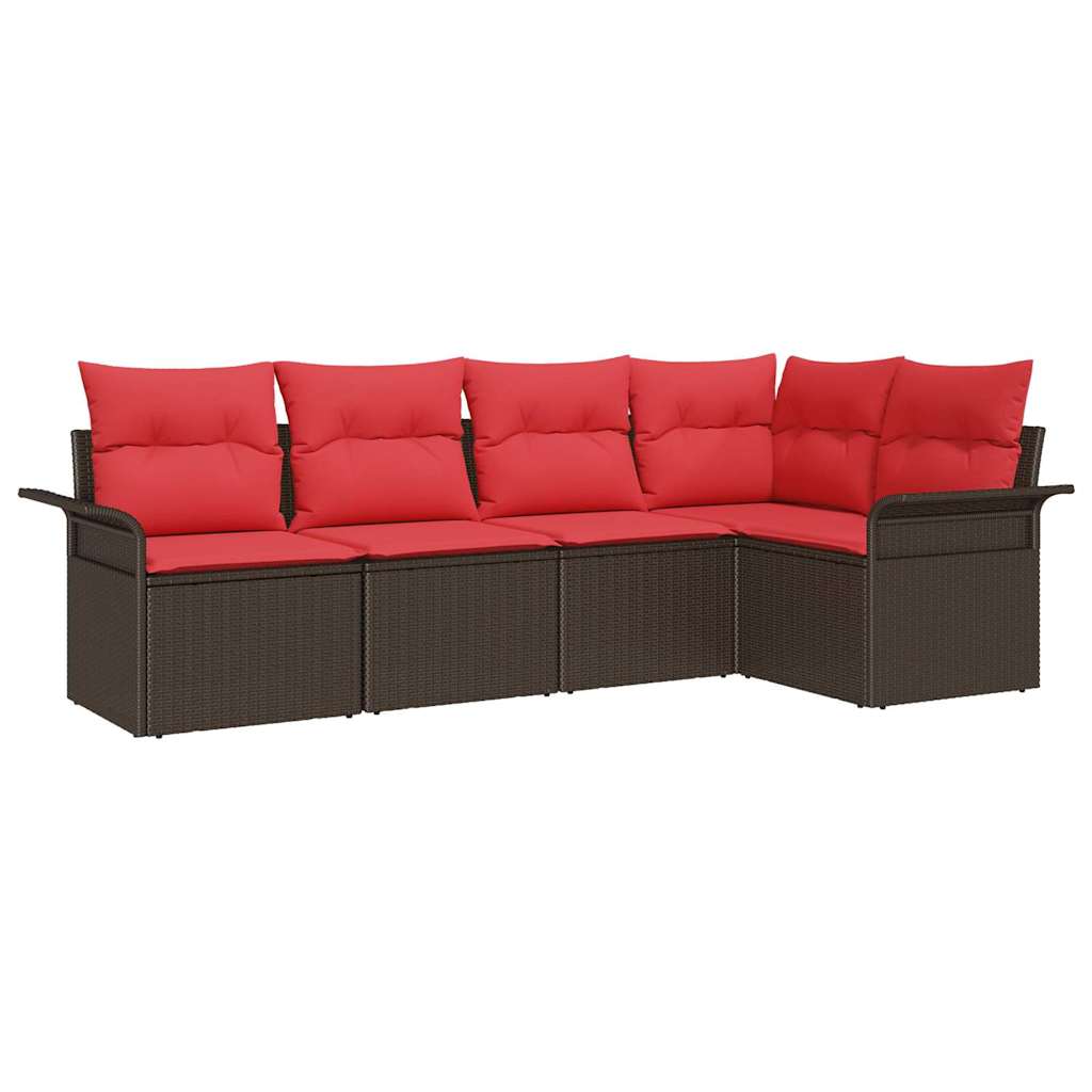 vidaXL Tuin Sofa Set met opslag 5 pcs Bruin poly rattan