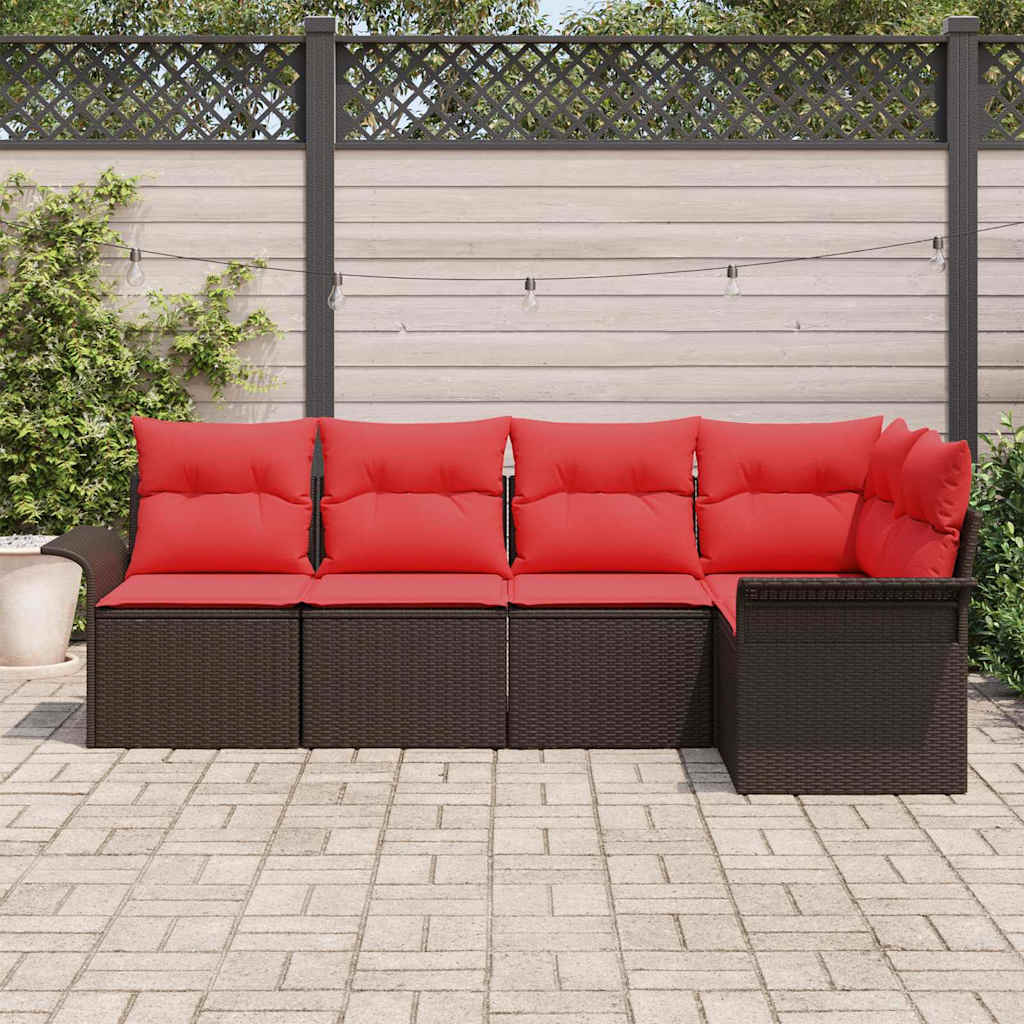 vidaXL Tuin Sofa Set met opslag 5 pcs Bruin poly rattan