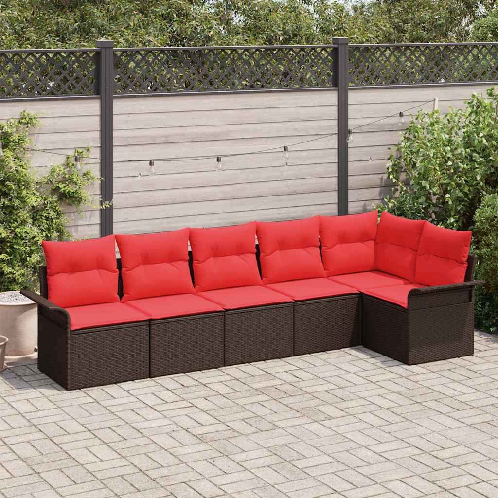 vidaXL Tuin Sofa Set met opslag 6 pcs Bruin poly rattan