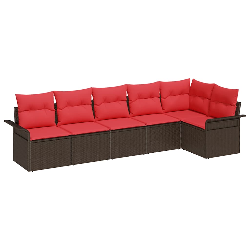 vidaXL Tuin Sofa Set met opslag 6 pcs Bruin poly rattan