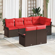 vidaXL Tuin Sofa Set met kussen met opslag 7 pcs Bruin Poly riet