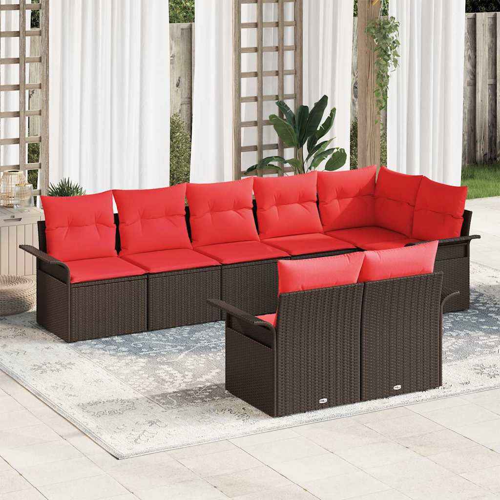 vidaXL Tuin Sofa Set met opslag 8 pcs Bruin poly rattan