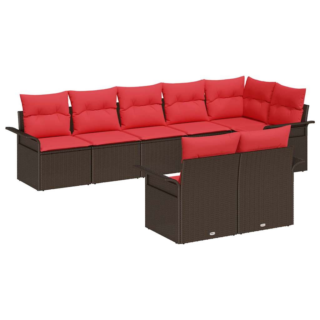 vidaXL Tuin Sofa Set met opslag 8 pcs Bruin poly rattan