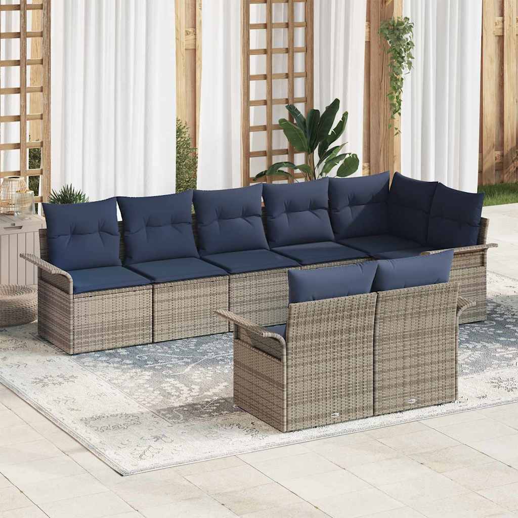 vidaXL Tuin Sofa Set met opslag 8 pcs Bruin poly rattan