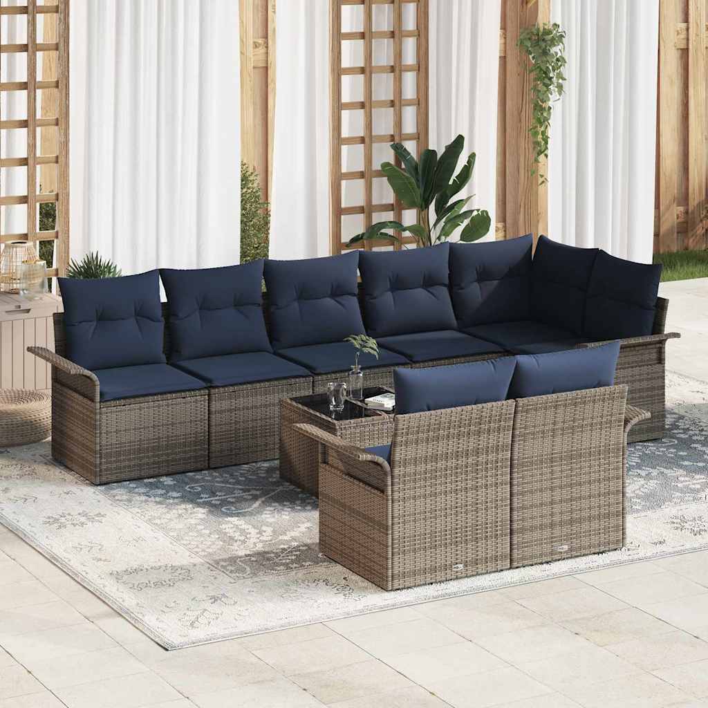 vidaXL Tuin Sofa Set met opslag 8 pcs Bruin poly rattan