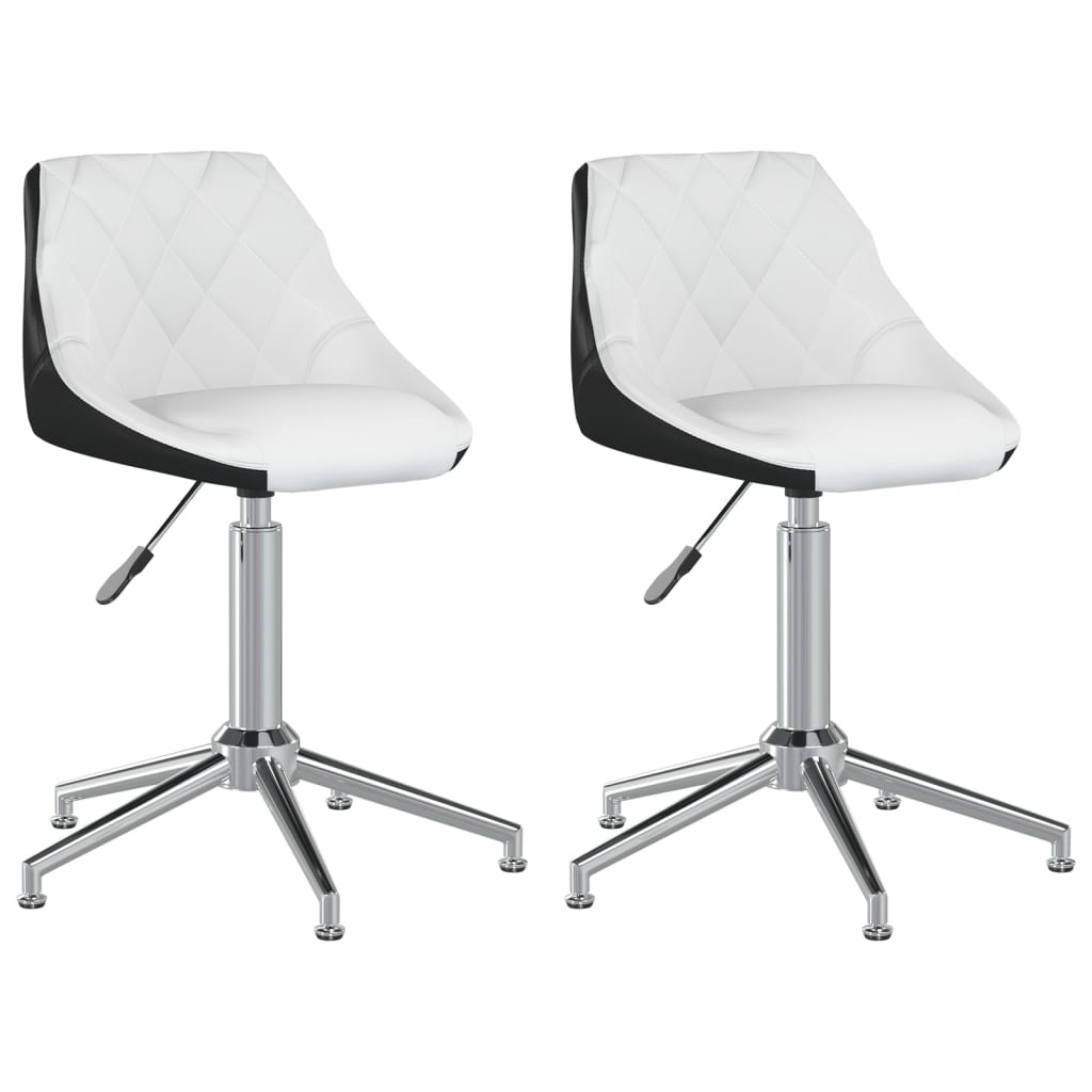 vidaXL Eetkamerstoelen draaibaar 2 st kunstleer wit en zwart