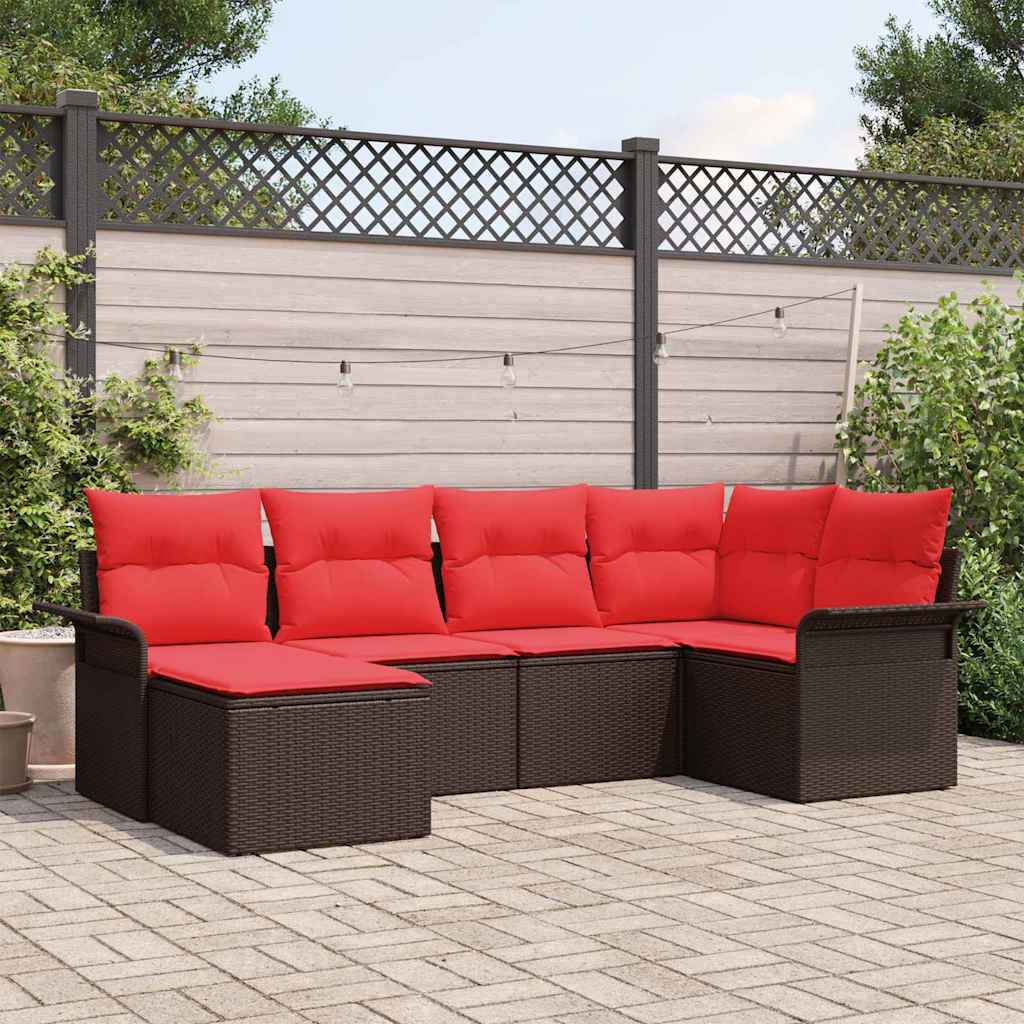 vidaXL Tuin Sofa Set met opslag 6 pcs Bruin poly rattan