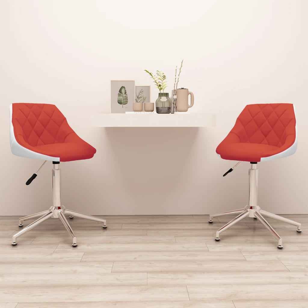 vidaXL Eetkamerstoelen draaibaar 2 st kunstleer wit en zwart