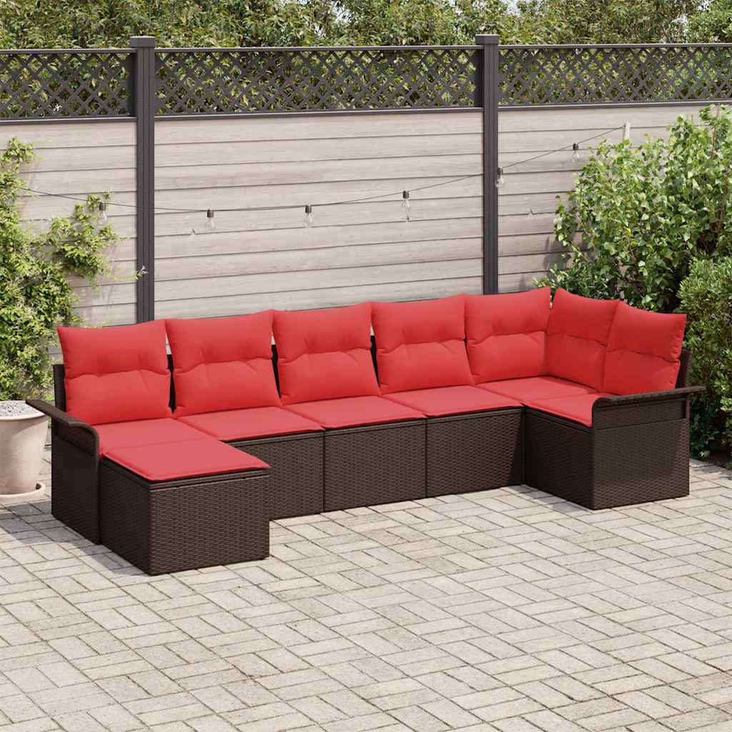 vidaXL Tuin Sofa Set met opslag 7 pcs Beige poly rattan