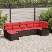 vidaXL Tuin Sofa Set met opslag 7 pcs Beige poly rattan