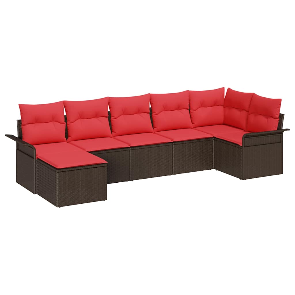 vidaXL Tuin Sofa Set met opslag 7 pcs Beige poly rattan