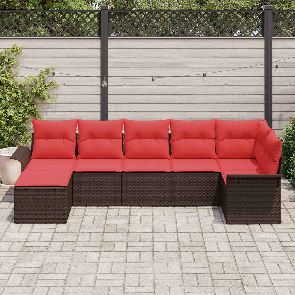 vidaXL Tuin Sofa Set met opslag 7 pcs Beige poly rattan