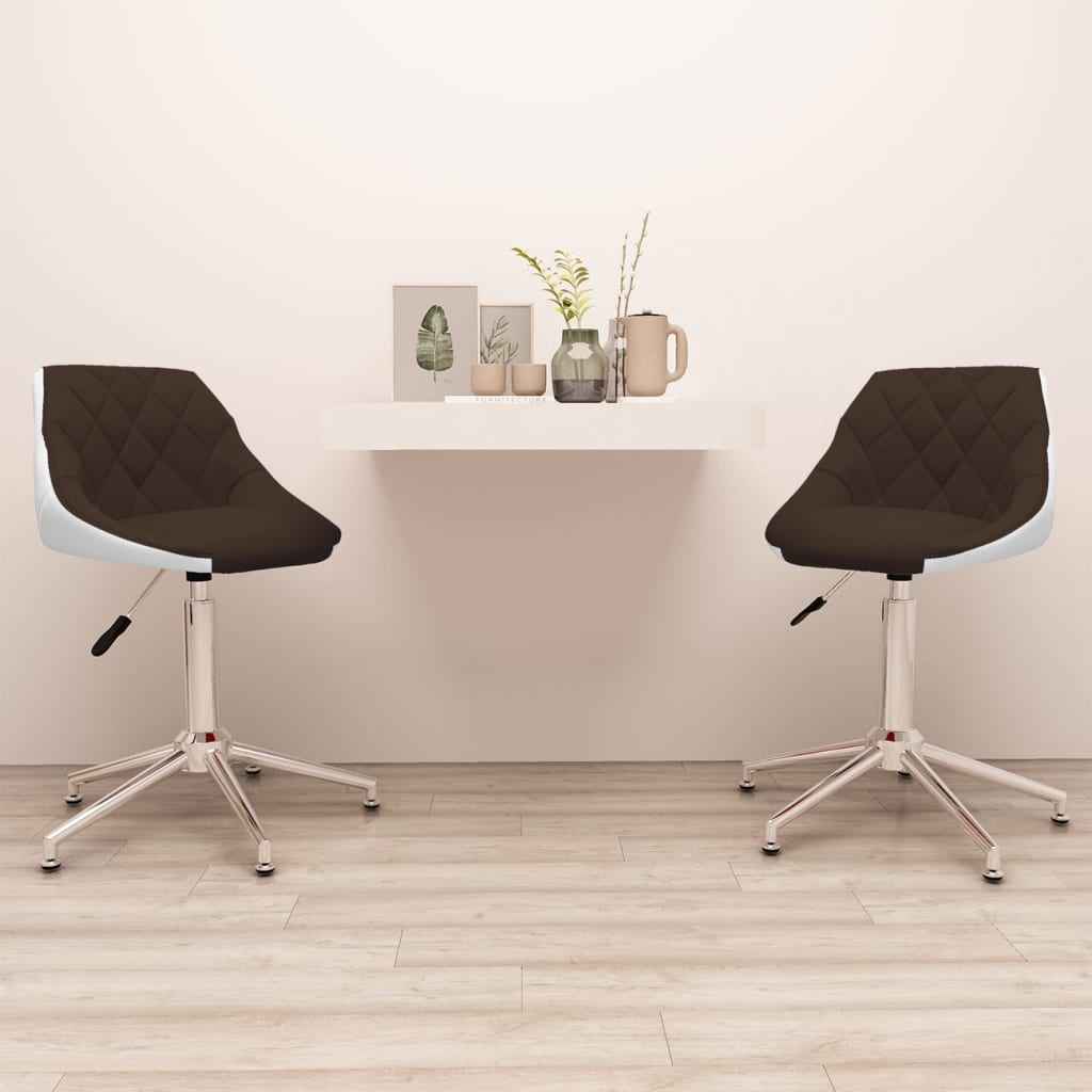 vidaXL Eetkamerstoelen draaibaar 2 st kunstleer wit en zwart
