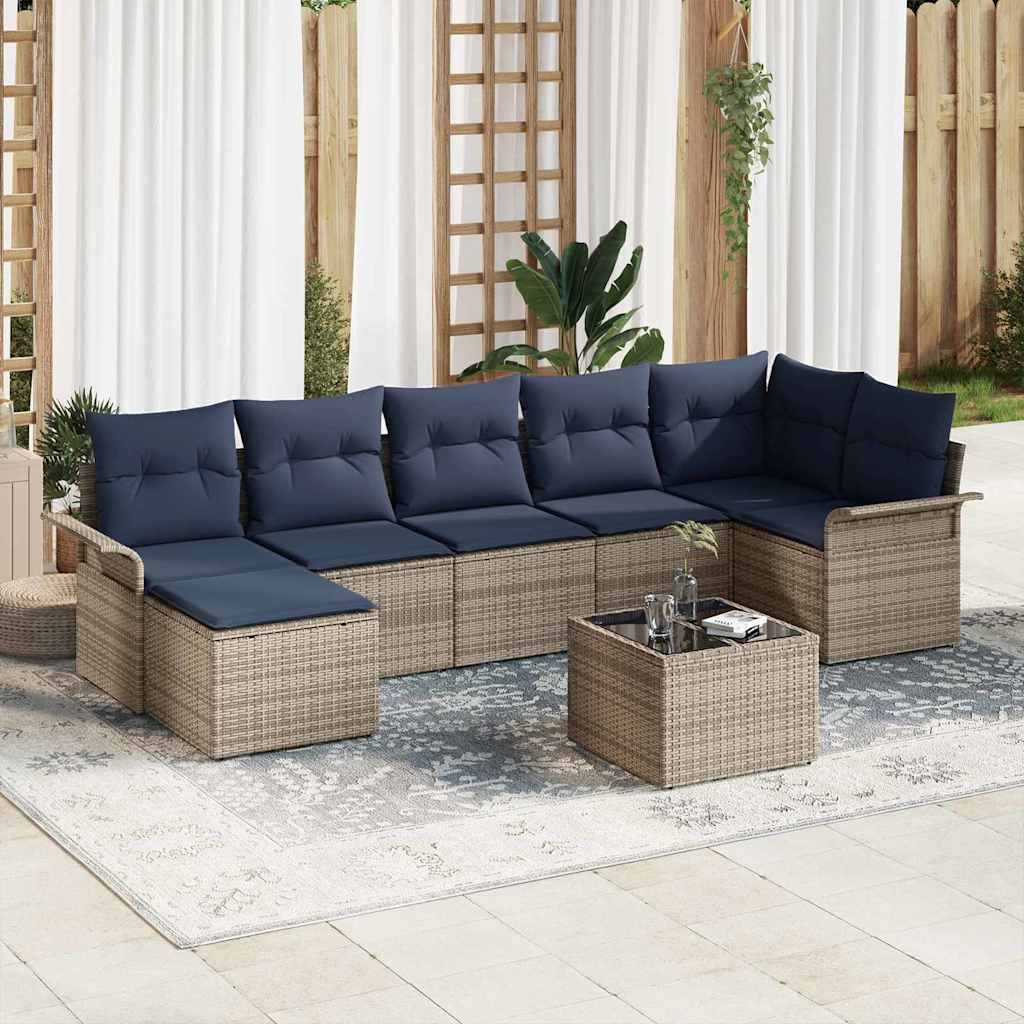 vidaXL Tuin Sofa Set met opslag 7 pcs Beige poly rattan