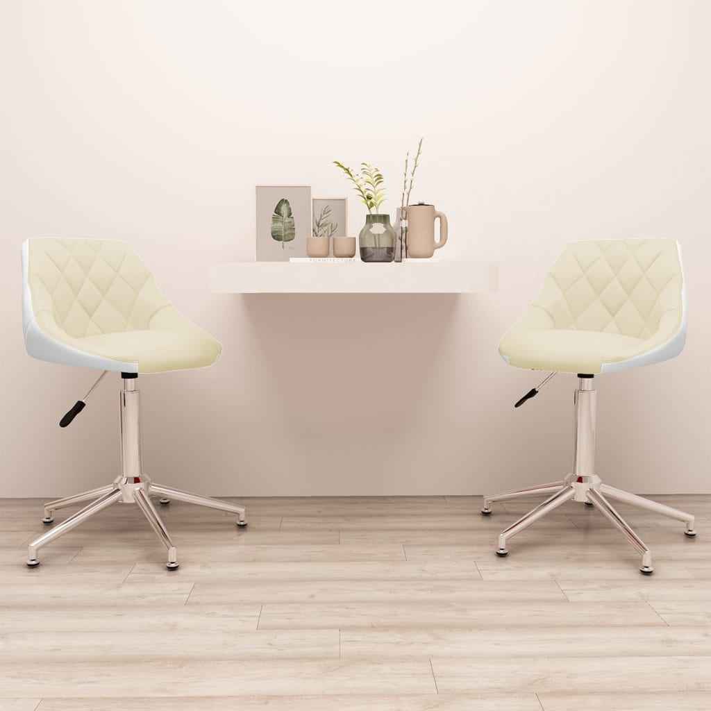 vidaXL Eetkamerstoelen draaibaar 2 st kunstleer wit en zwart