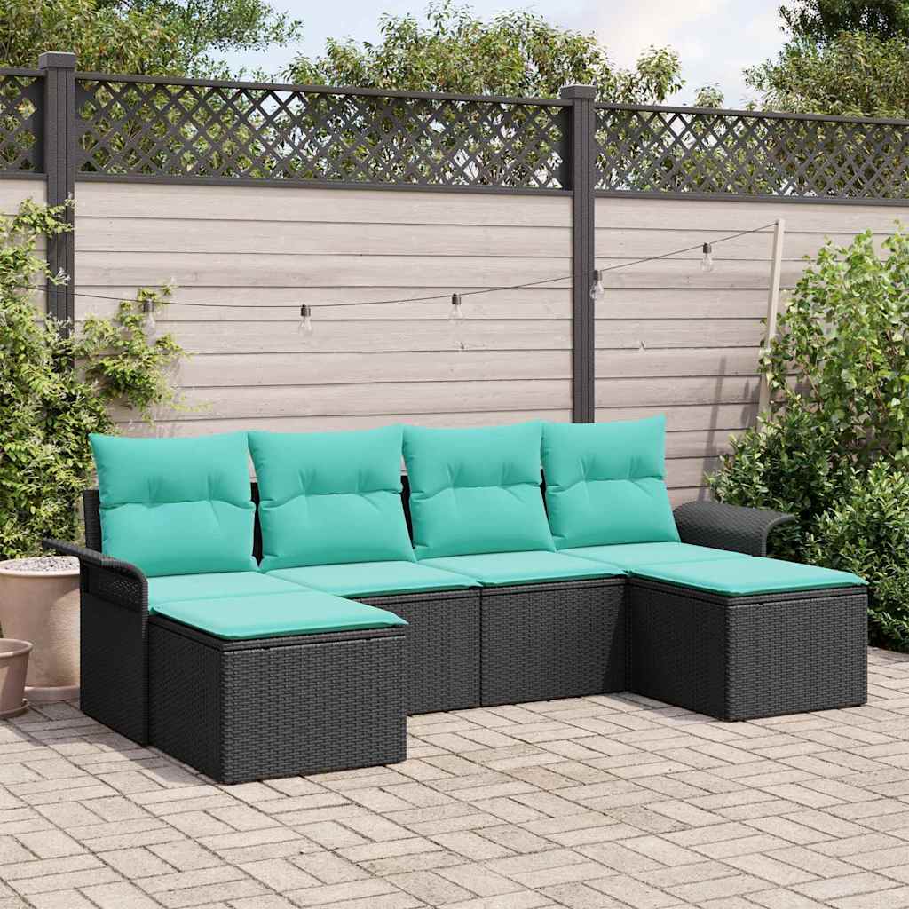 vidaXL Tuin Sofa Set met kussen met opslag 6 pcs Bruin Poly riet