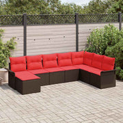 vidaXL Tuin Sofa Set met kussen met opslag 8 pcs Beige Poly riet