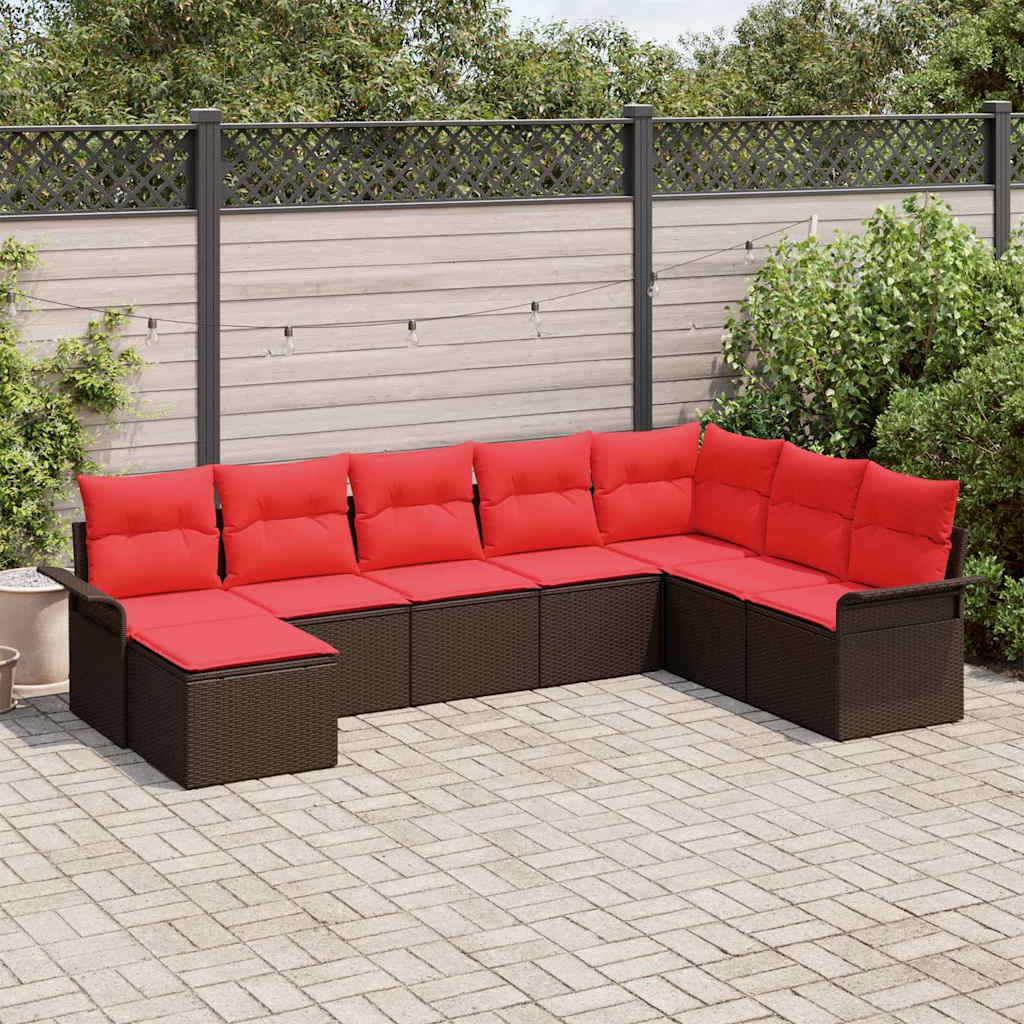 vidaXL Tuin Sofa Set met kussen met opslag 8 pcs Beige Poly riet