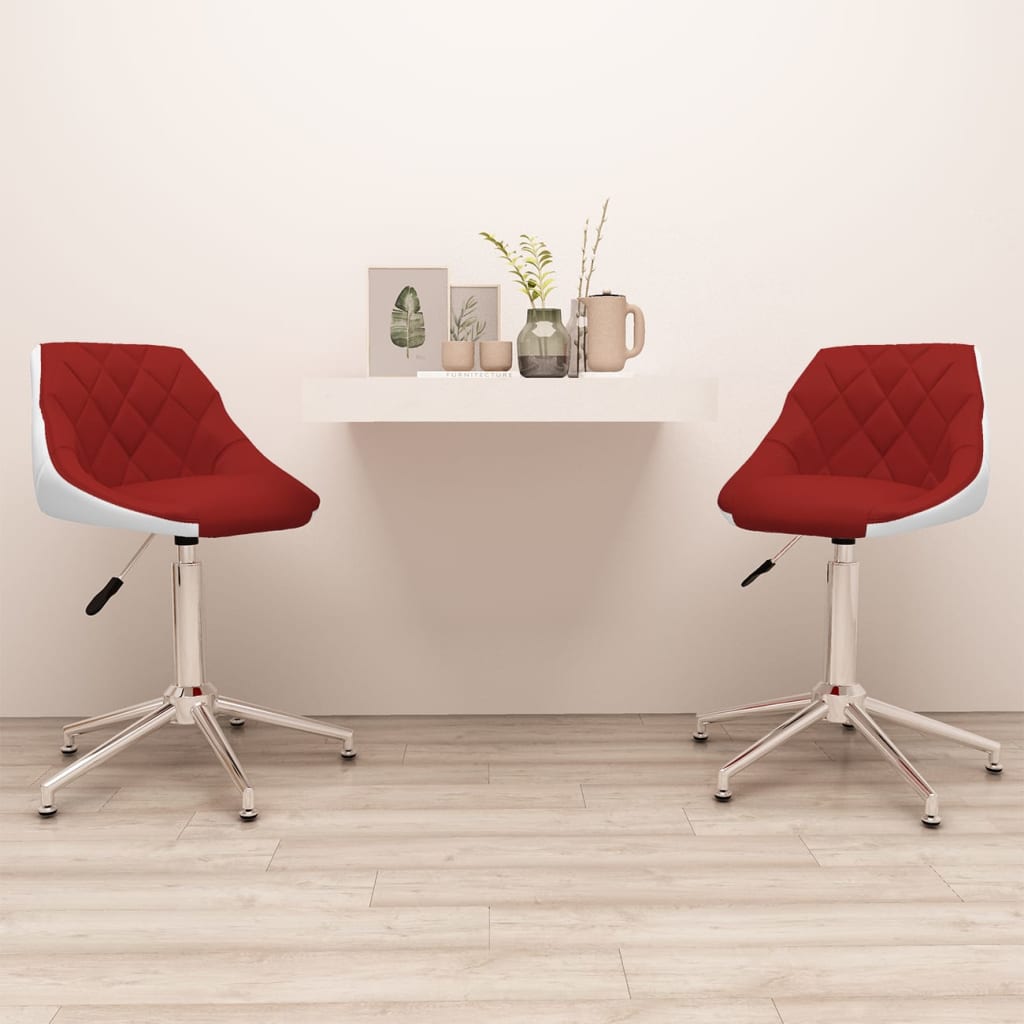 vidaXL Eetkamerstoelen draaibaar 2 st kunstleer wit en zwart