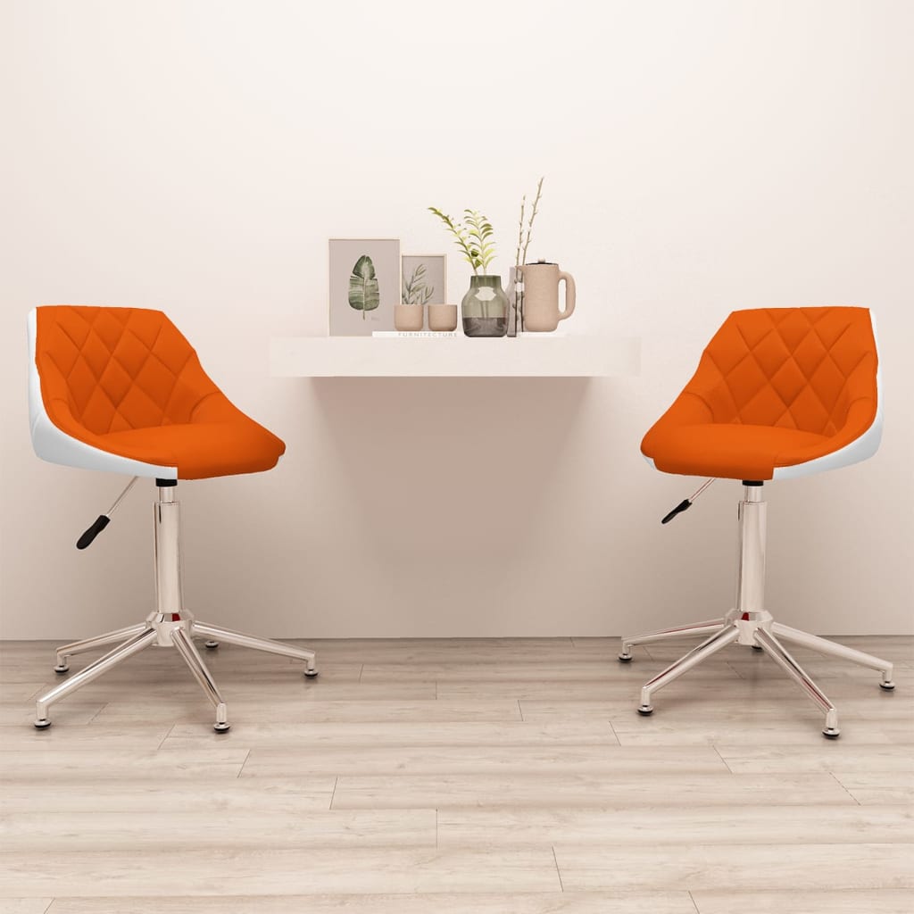 vidaXL Eetkamerstoelen draaibaar 2 st kunstleer wit en zwart