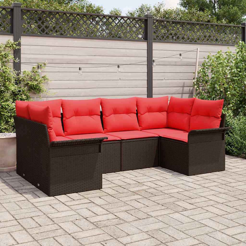 vidaXL Tuin Sofa Set met opslag 6 pcs Bruin Poly riet