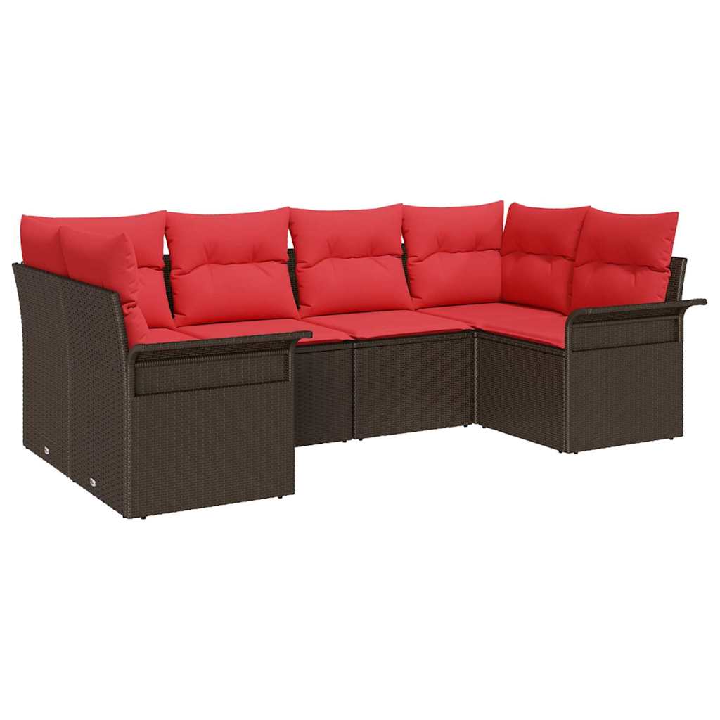vidaXL Tuin Sofa Set met opslag 6 pcs Bruin Poly riet