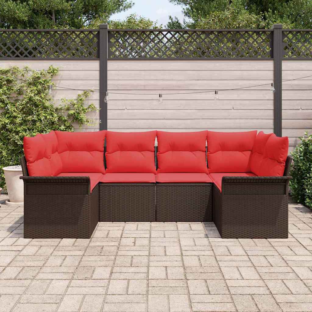 vidaXL Tuin Sofa Set met opslag 6 pcs Bruin Poly riet