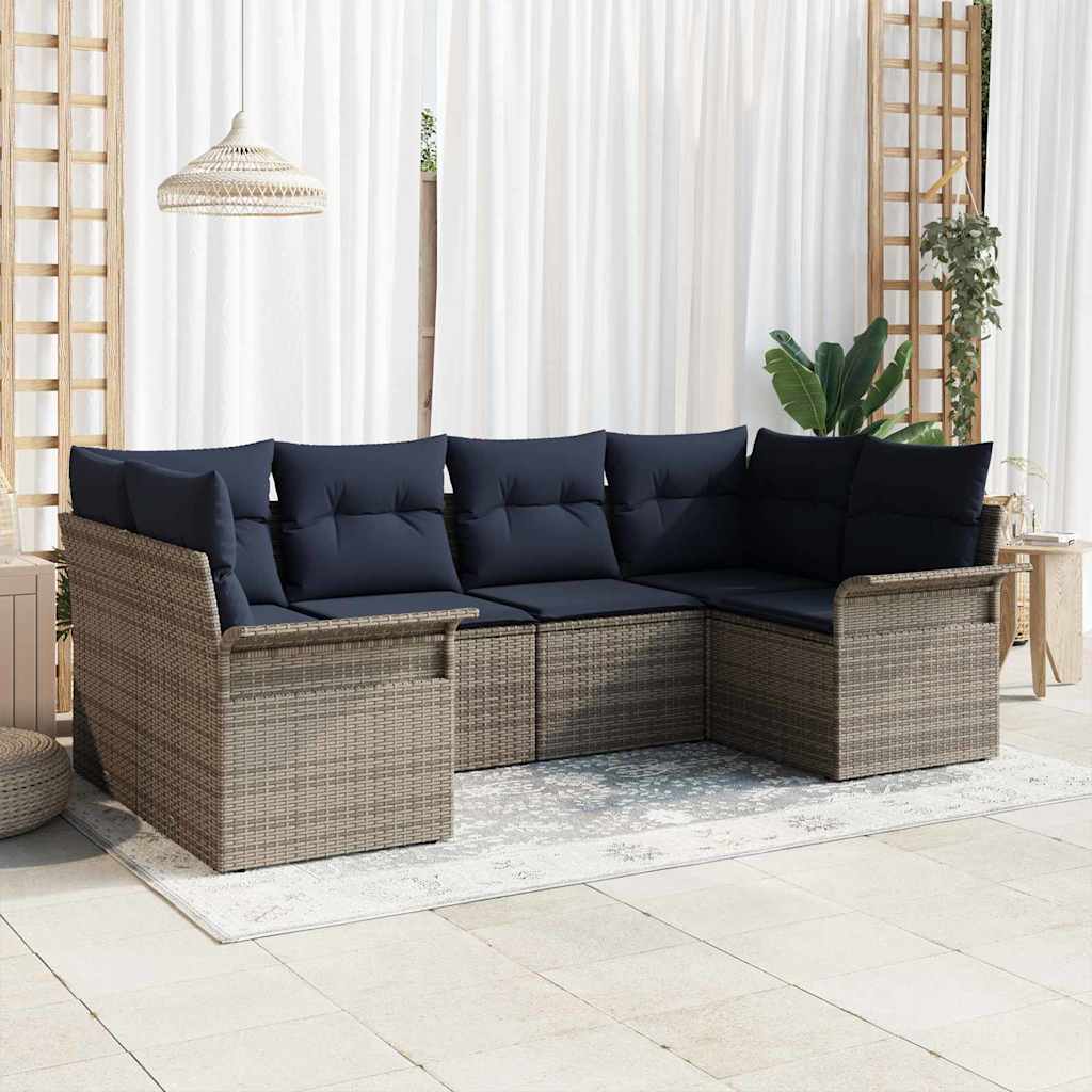 vidaXL Tuin Sofa Set met opslag 6 pcs Bruin Poly riet