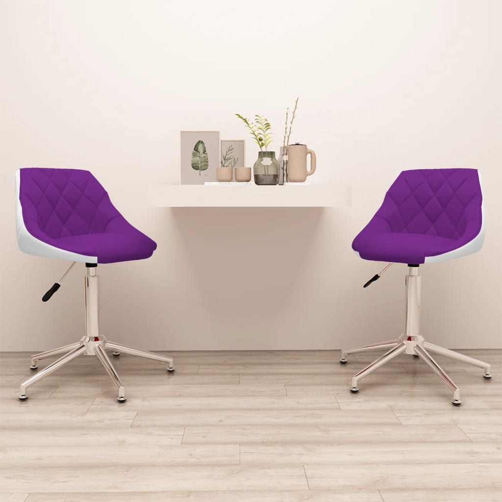 vidaXL Eetkamerstoelen draaibaar 2 st kunstleer wit en zwart