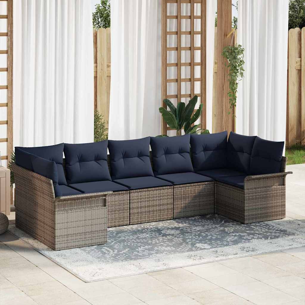 vidaXL Tuin Sofa Set met opslag 7 pcs Bruin Poly riet