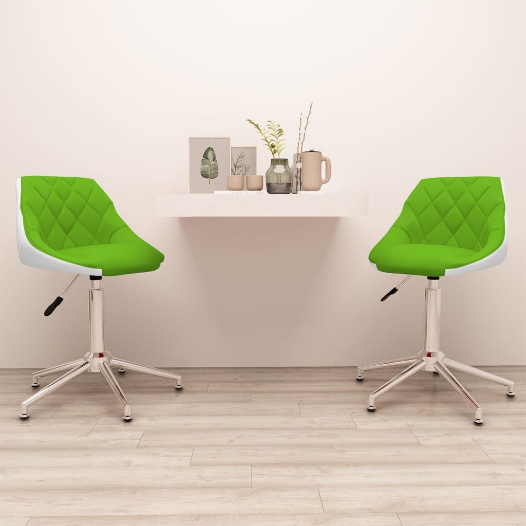 vidaXL Eetkamerstoelen draaibaar 2 st kunstleer wit en zwart