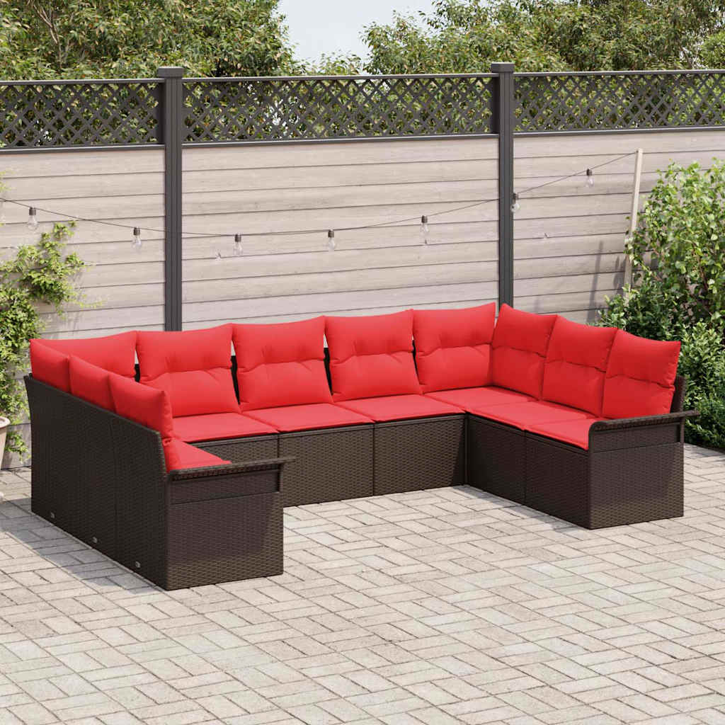 vidaXL Tuin Sofa Set met opslag 9 pcs Beige poly rattan