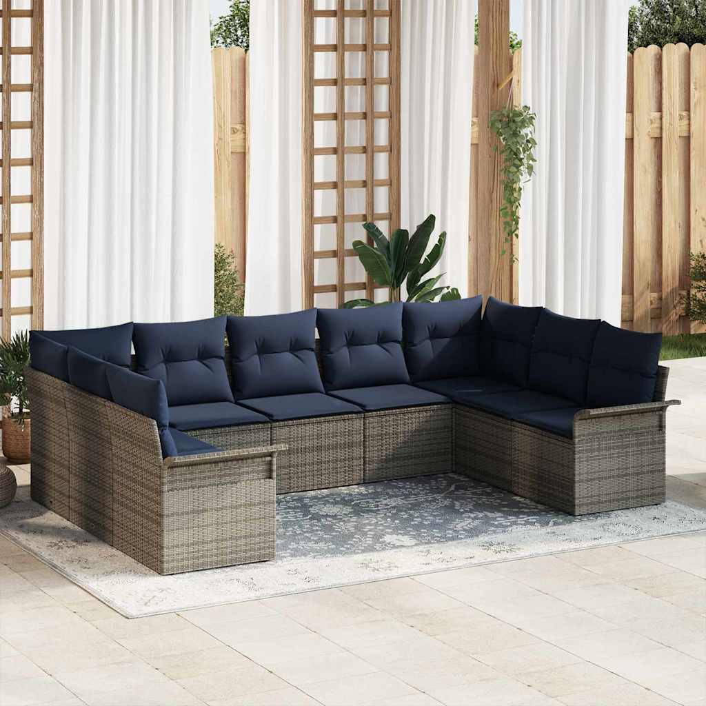 vidaXL Tuin Sofa Set met opslag 9 pcs Beige poly rattan