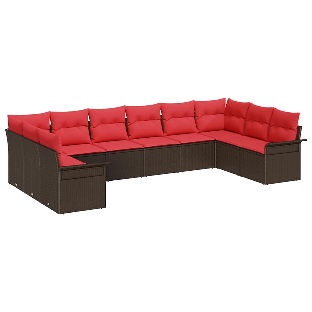 vidaXL Tuin Sofa Set met opslag 10 pcs Beige poly rattan