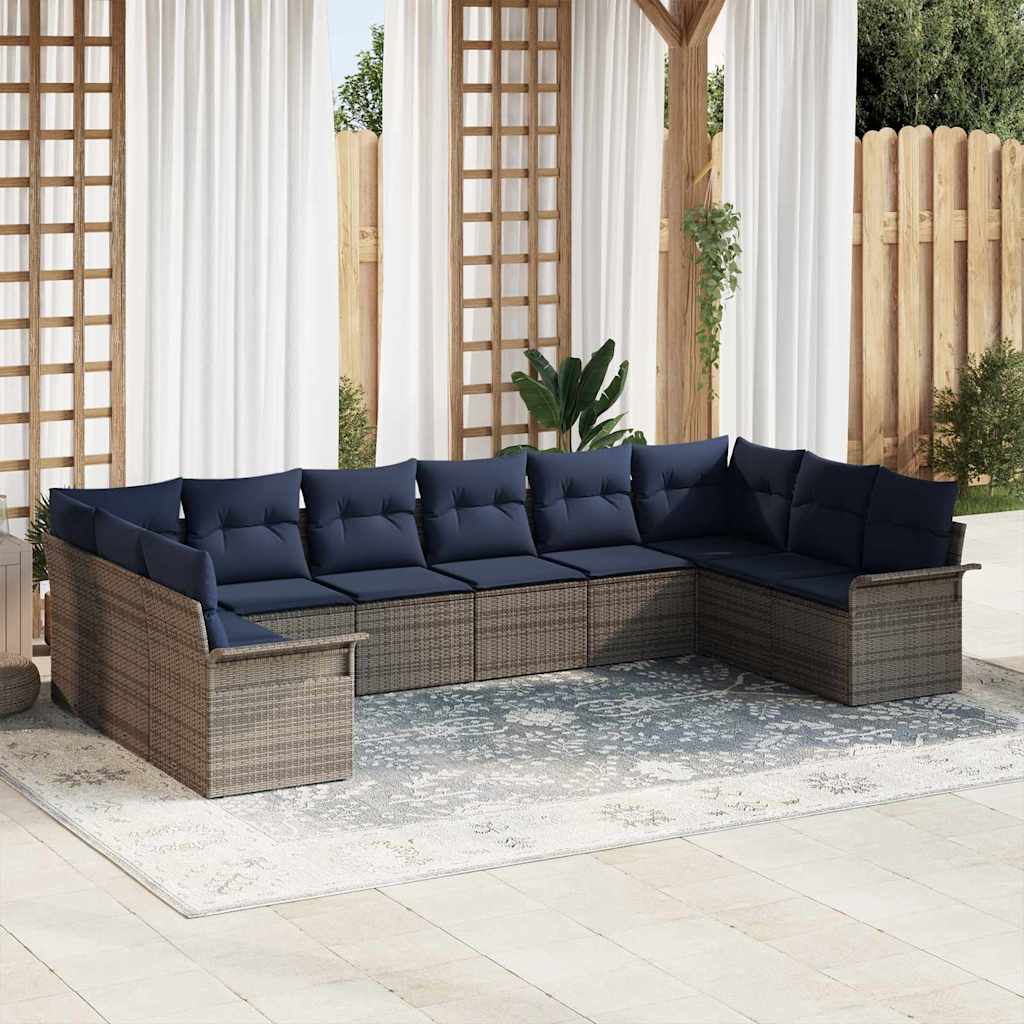 vidaXL Tuin Sofa Set met opslag 10 pcs Beige poly rattan