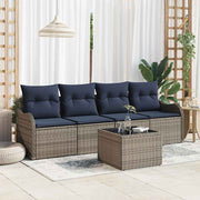 vidaXL Tuin Sofa Set 5 st 4-Aantal zitplaatsen Grijs en Marineblauw