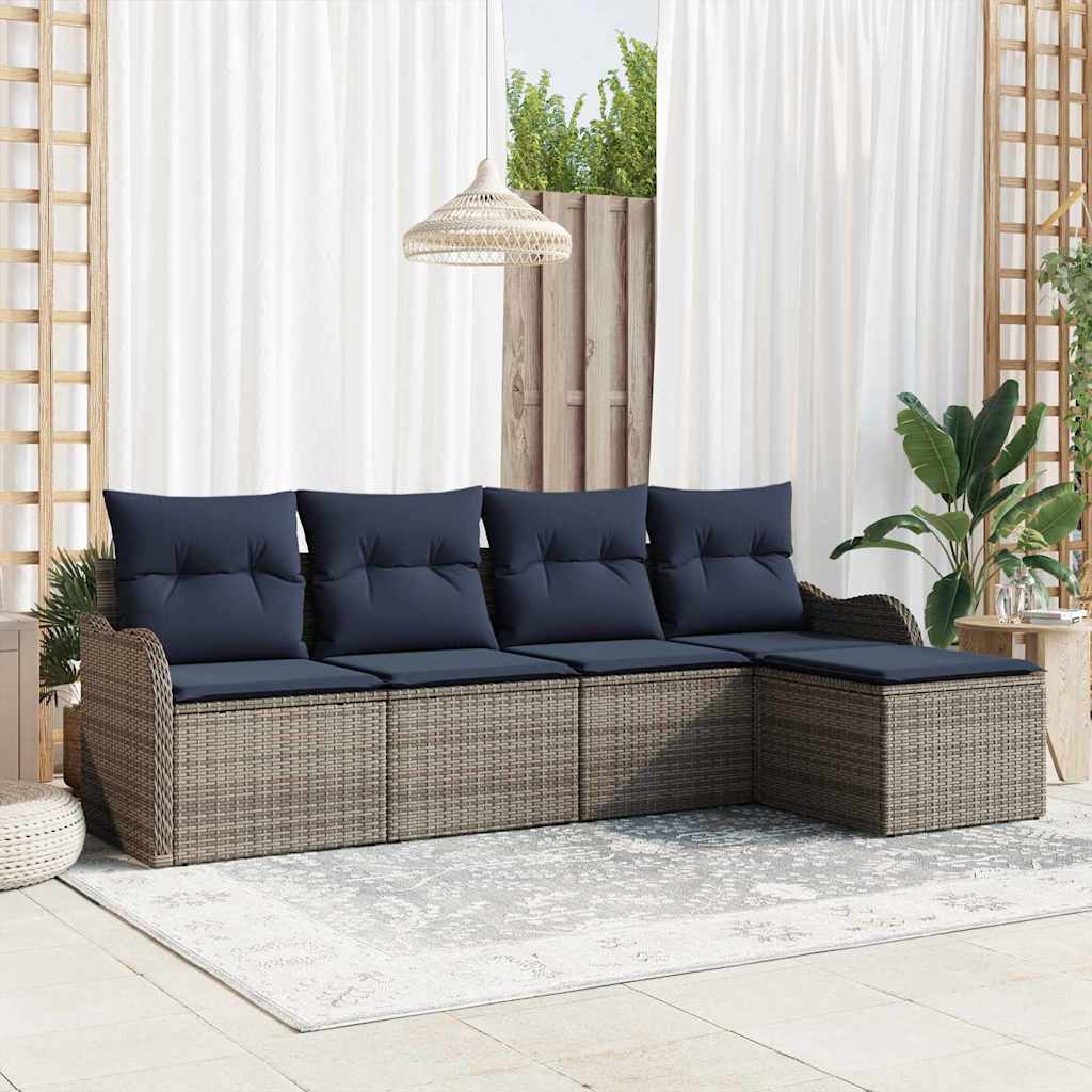vidaXL Tuin Sofa Set 5 st Grijs poly rattan